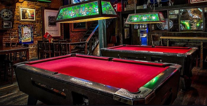 Pool table at a bar